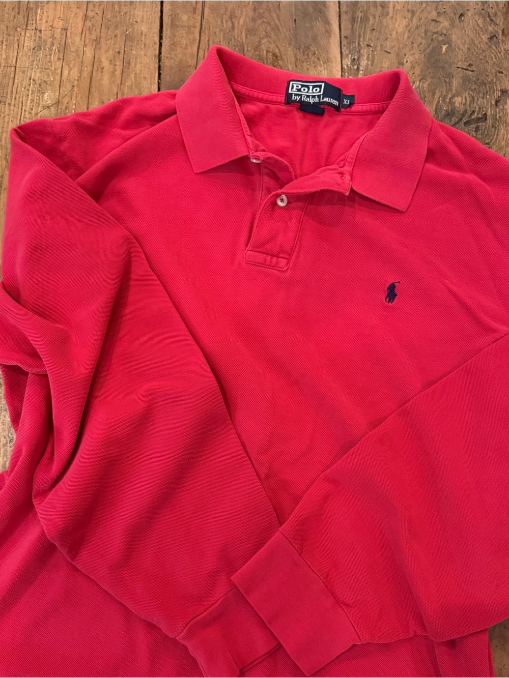 Polo Ralph Lauren Red Vintage LS Polo Shirt Size XL